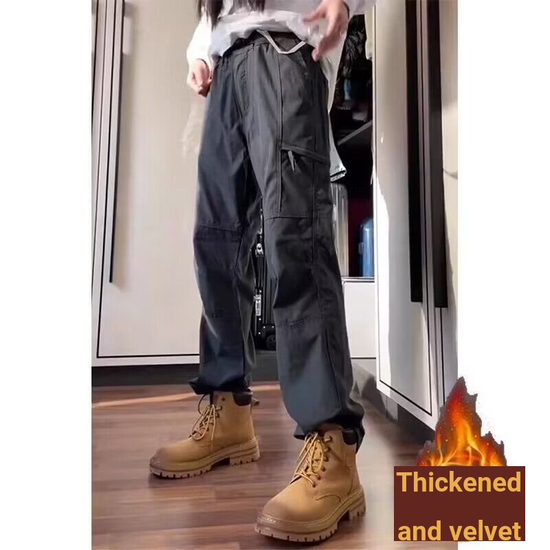 Tough Guy Overalls สามหลักฐานกันฝนระดับแจ็คเก็ตกันน้ําผู้ชายฤดูใบไม้ร่วงฤดูหนาวสไตล์อเมริกันกางเกงสไตล์ทํางานขนแกะซับ Overalls เดินป่ากางเกงเดินป่ากางเกงผู้ชาย
