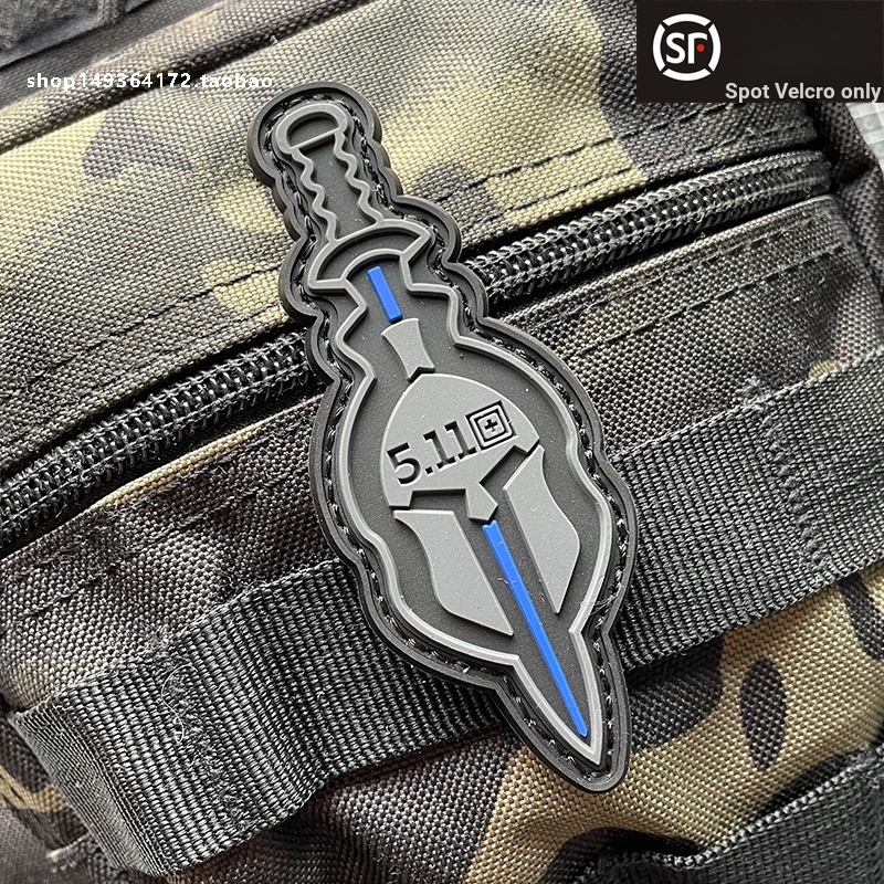 [ที่กําหนดเอง Armband Velcro] 三维 511 Blue Line Morale Badge Spartan ยุทธวิธียาง PVC กระเป๋าเป้สะพายหลังกันน้ําสติกเกอร์ Armband Patch Badge Armband Velcro เทป