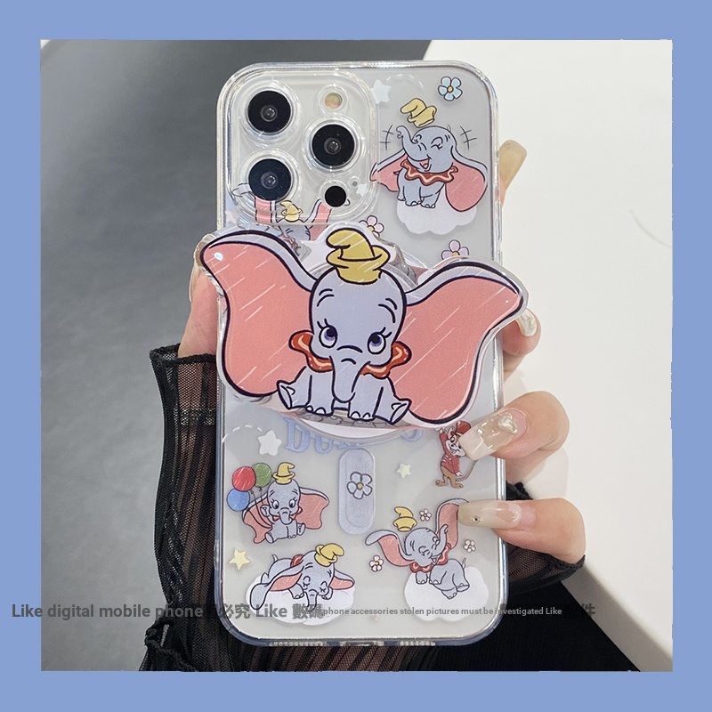 วงเล็บแม่เหล็ก น่ารัก Dumbo การ์ตูนโปร่งใส Soft Case เคสโทรศัพท์แม่เหล็ก iphone 16 15 14 13 11 12 pro max