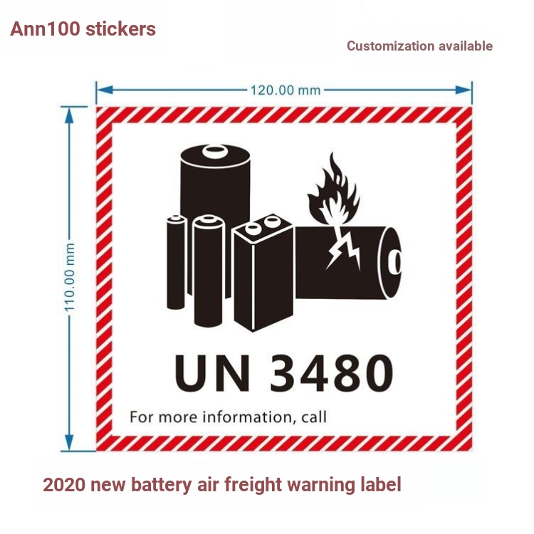 สติกเกอร์โลโก้ UN3480/3091/3481 ใหม่รุ่น Lithium-Ion โลหะแบตเตอรี่ป้ายการบินป้องกันการระเบิดป้ายเตือน Air Transport สติกเกอร์
