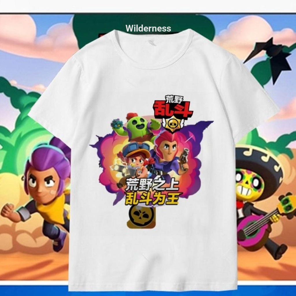 Brawlstars BrawlStars เกม Merchandise Leon เสื้อยืดครึ่งแขนผู้ชายผู้หญิงเสื้อผ้าอินเทรนด์นักเรียนครึ