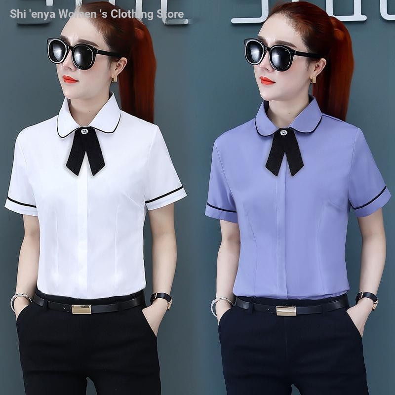 Good Good Good Goods ยาวครึ่งแขนเสื้อสีขาวผู้หญิงฤดูร้อน Slim-fit เวอร์ชั่นเกาหลี Workwear OL Professional เสื้อขนาดใหญ่ธุรกิจเสื้ออย่างเป็นทางการ Top