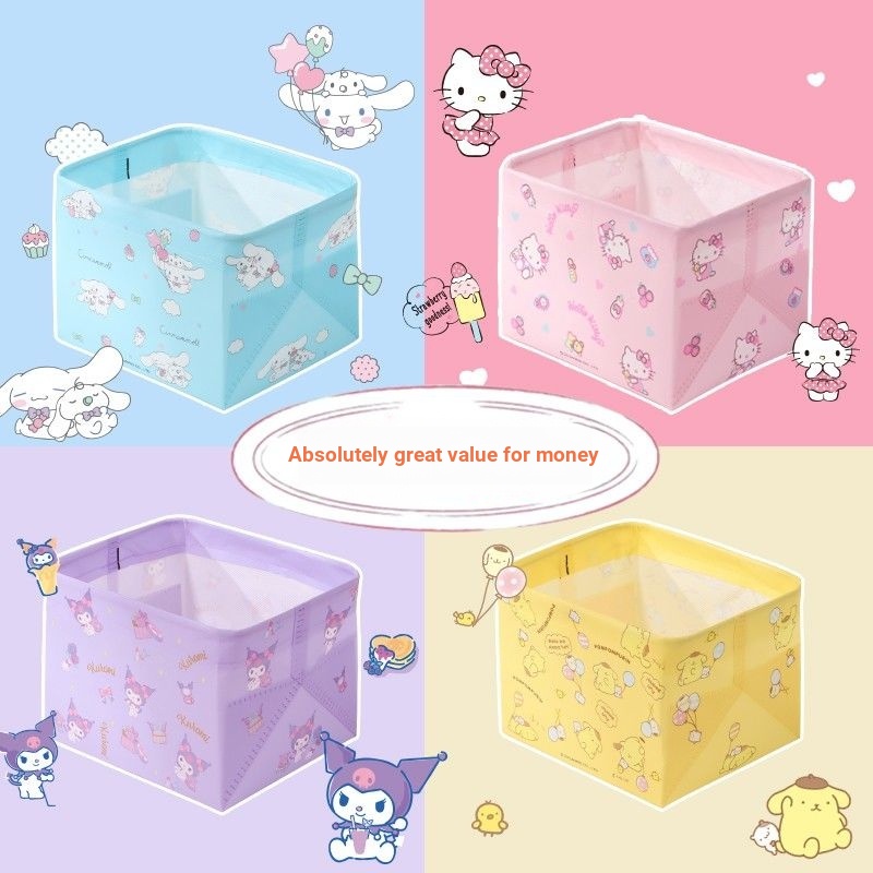 Sanrio hellokitty Kuromi Sundries Storage Box Desktop หอพักเครื่องสําอางในครัวเรือนจัดระเบียบกล่องเก็บของ