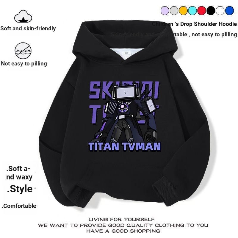 Titan TV Man เสื้อกันหนาวมีฮู้ดฤดูใบไม้ร่วงการ์ตูน Monitor Boy แขนยาวด้านบนบางสไตล์เสื้อผ้าเด็กแจ๊กเ