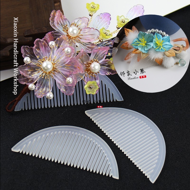 Diy Handmade ครึ่งวงกลมหวีผมหยกสีขาว Crescent หวีคุณภาพสูง Acetate Hairpin Headdress หลักอุปกรณ์เสริมวัสดุ