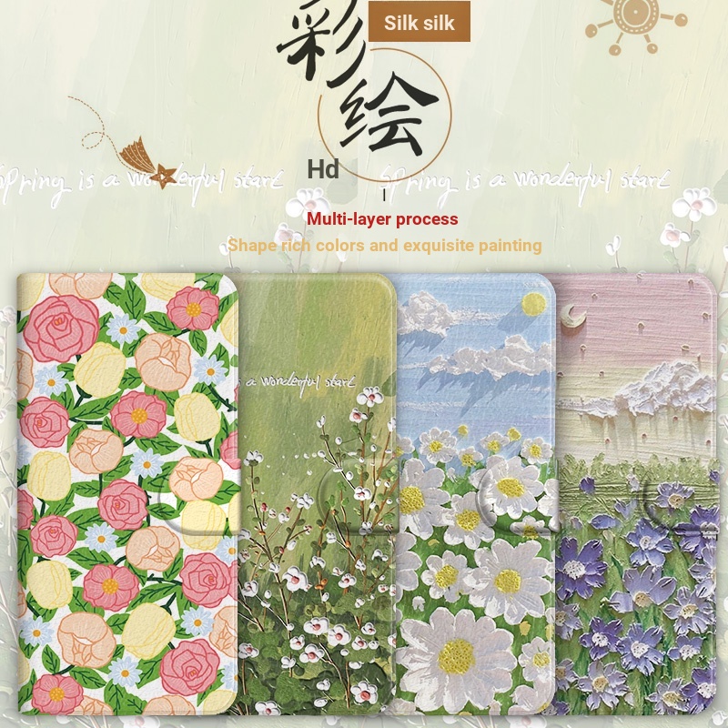 Samsung Magnetic Flip Leather Case เหมาะสําหรับ Note 10+20 Ultra S24 Pro S23 FE Stand เคสโทรศัพท์ดอกไม้