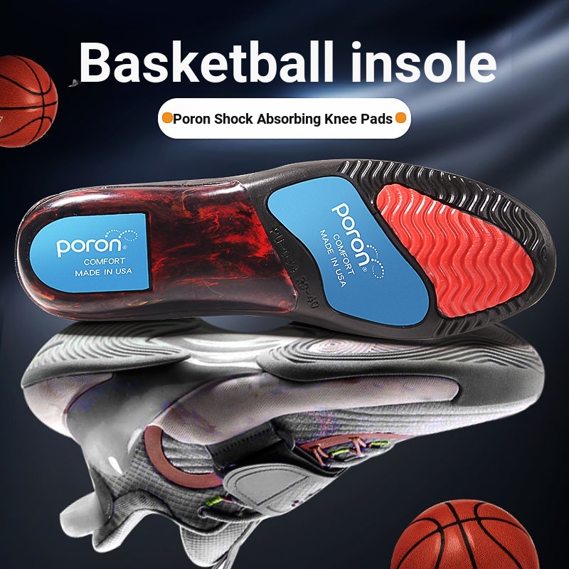 พื้นรองเท้ากีฬา Arch สนับสนุนบาสเกตบอลเฉพาะพื้นรองเท้า TPU สนับสนุน Twist-Resistant Shock-Absorbing เข่า Pads Racing Running สูงยืดหยุ่นกีฬา poron พร้อมรองเท้าผ้าใบ Breath