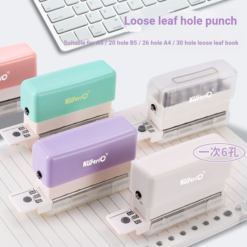 เครื่องเขียน Kedeyou Loose-Leaf Hole Punch มีรูพรุน Loose-leaf Punch a4 แหวนเจาะรู b5 Multi-row 6 หลุมเจาะ