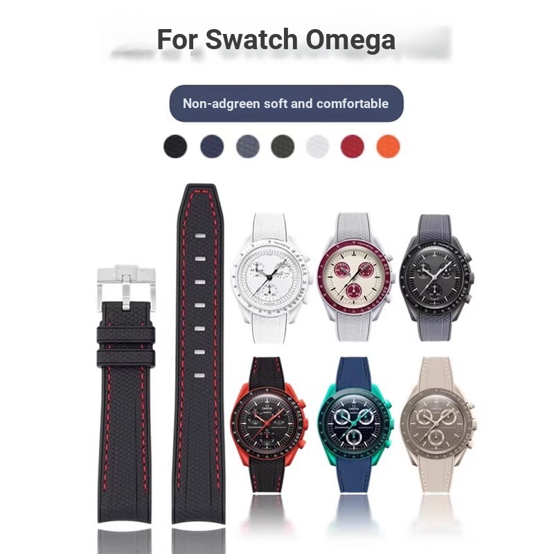พร้อมโลโก้ คุณภาพดี เหมาะสําหรับ Swatch omega Watch Strap Joint Swatch omega Earth Aurora Desert Lav