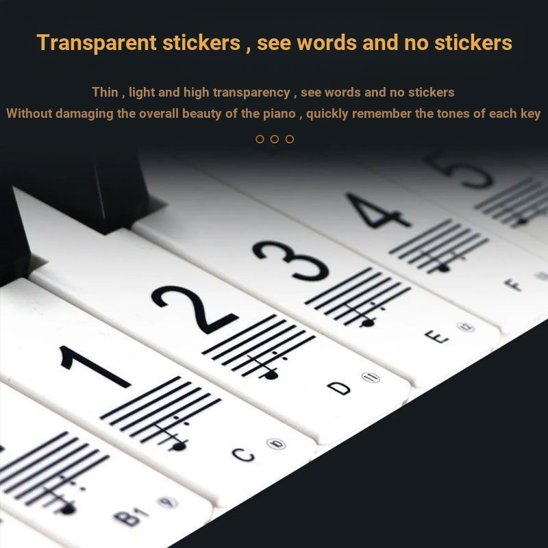 กาวนาโนตกค้าง 88-Key 61-Key 54-Key Piano Electronic Keyboard สติ๊กเกอร์ใส Staff Notation Scale สติ๊ก