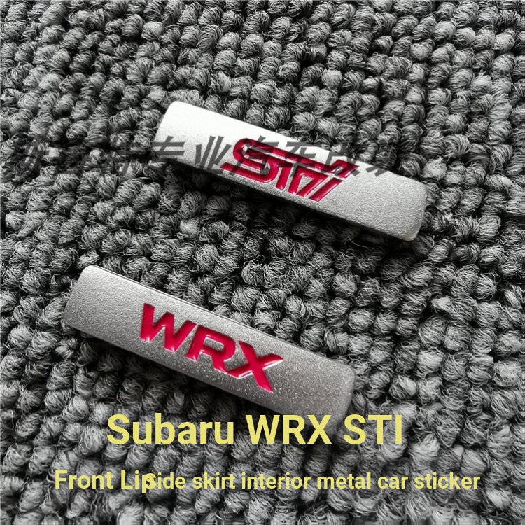 STI WRX ด้านหน้าริมฝีปากด้านข้างกระโปรงสุ่มตกแต่งภายในสติกเกอร์ด้านหน้าพลั่วป้ายขนาดเล็ก STI ป้ายขนาดเล็กสติกเกอร์รถโลหะ