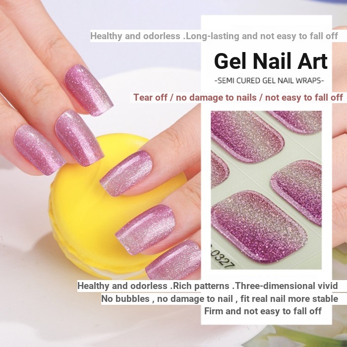 การค้าต่างประเทศเกาหลี Half-Baked gel Nails Sticker 3D Onion Powder UV Lighting เล็บเจล Semi-Curing 