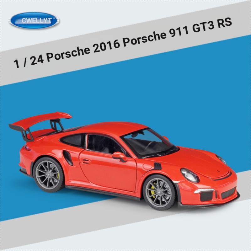 รถรุ่นรถWillie WELLY1: 24 Porsche GT3 RSรถสปอร์ตจําลองรถรุ่นของเล่นของขวัญ