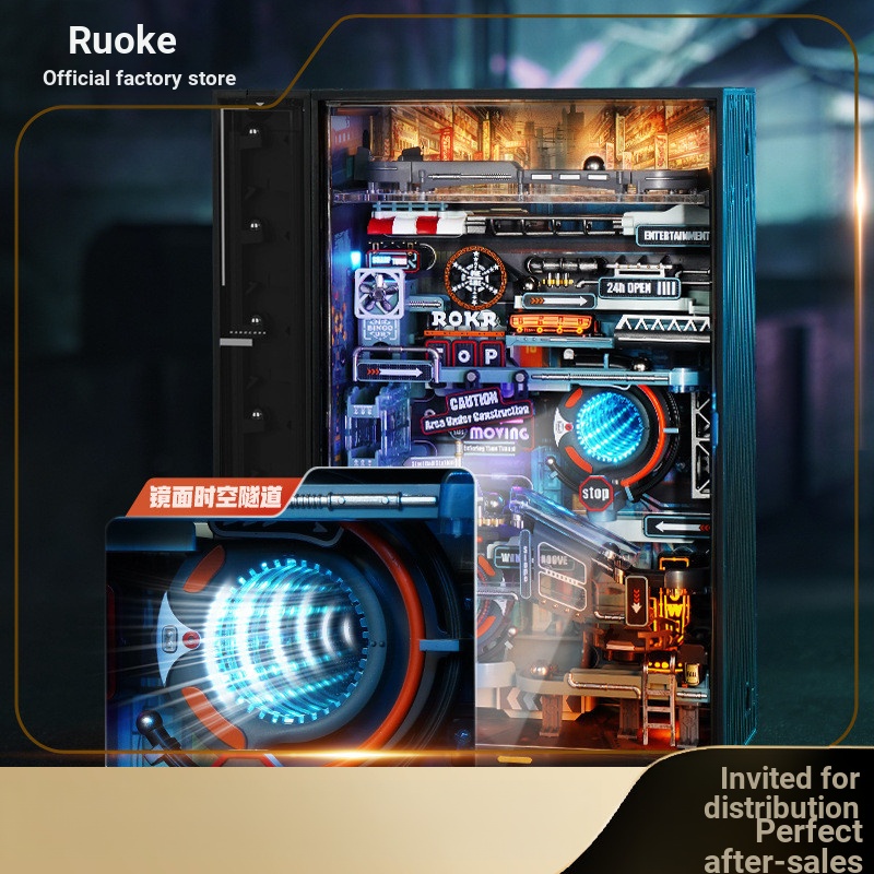 Ruoke Parallel World บล็อกตัวต่อทําด้วยมือสามมิติปริศนาโลหะประกอบของเล่น E