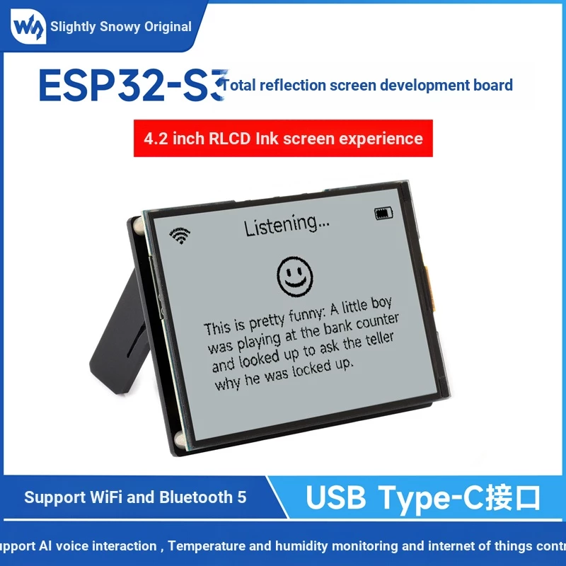 ESP32-S3 4.2 นิ้ว RLCD กระดานพัฒนาหน้าจอสะท้อนแสงเต็มรูปแบบ 300 x 400 ความละเอียดรองรับการสื่อสาร Wi-Fi และ BLE Dual Mode และ AI Voice Trading รองรับ Xiaozhi AI deepseek