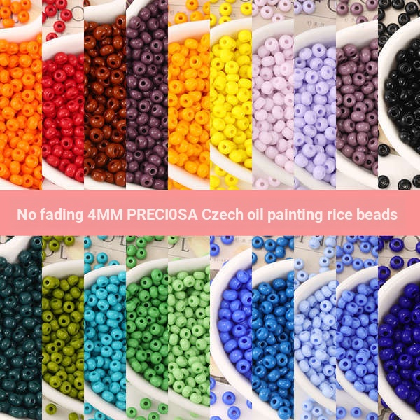 [ลูกปัดข้าว 2025] 4 มม.ภาพวาดสีน้ํามันสีทึบลูกปัดข้าวเช็ก BOSS Osa Non-Fade Handmade diy สร้อยข้อมือ