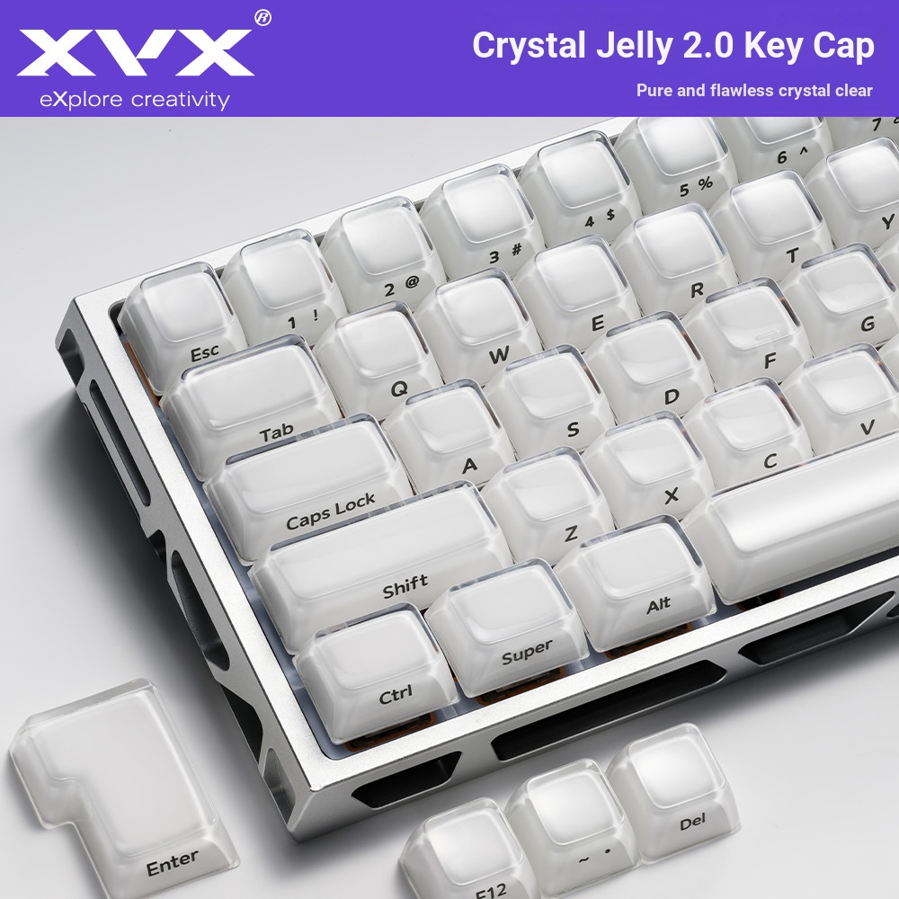 XVX Crystal Jelly 2.0 Keycap ด้านข้างแกะสลักแกนแม่เหล็กฝาครอบคีย์บอร์ด MDA ความสูง wooting/ev63 ปรับ
