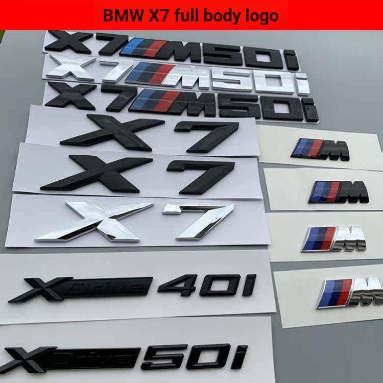 เหมาะสําหรับ BMW โลโก้รถสีดํา X7 ดัดแปลง m50i Word โลโก้ด้านหลังหาง xdrive40i Displacement 60i ด้านข