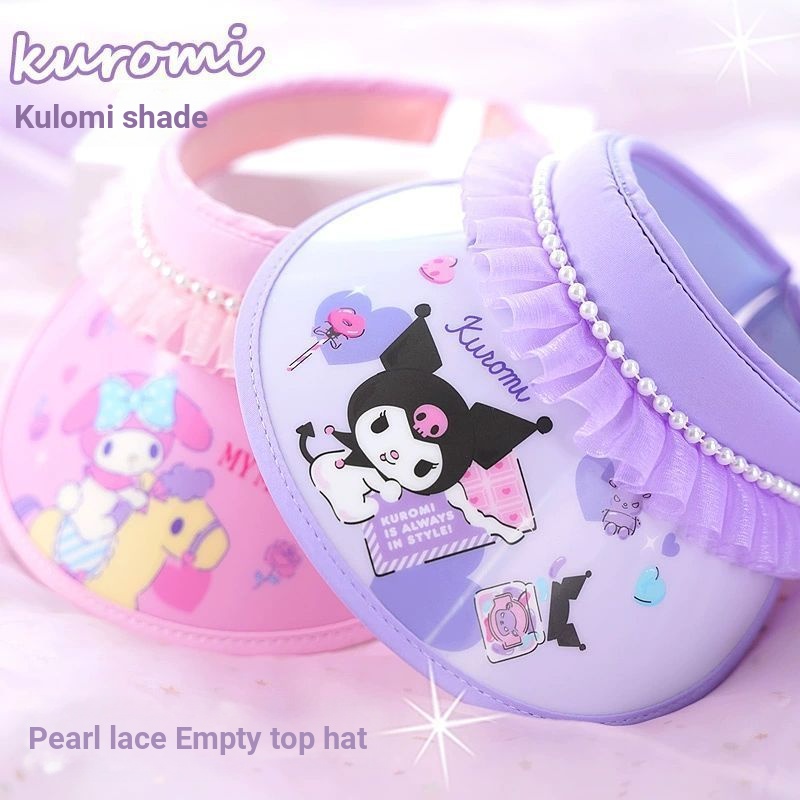 {BB} Sanrio Children Lace Sun Hat Girls Summer Sun Hat Cartoon Hollow Top Hat Outdoor Sun Hat