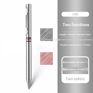 ✨นําเข้า UNI UNI 2 สีปากกาลูกลื่น 0.7 สีดํา/แดง SE-1000 ก้านโลหะสไตล์มินิมอล