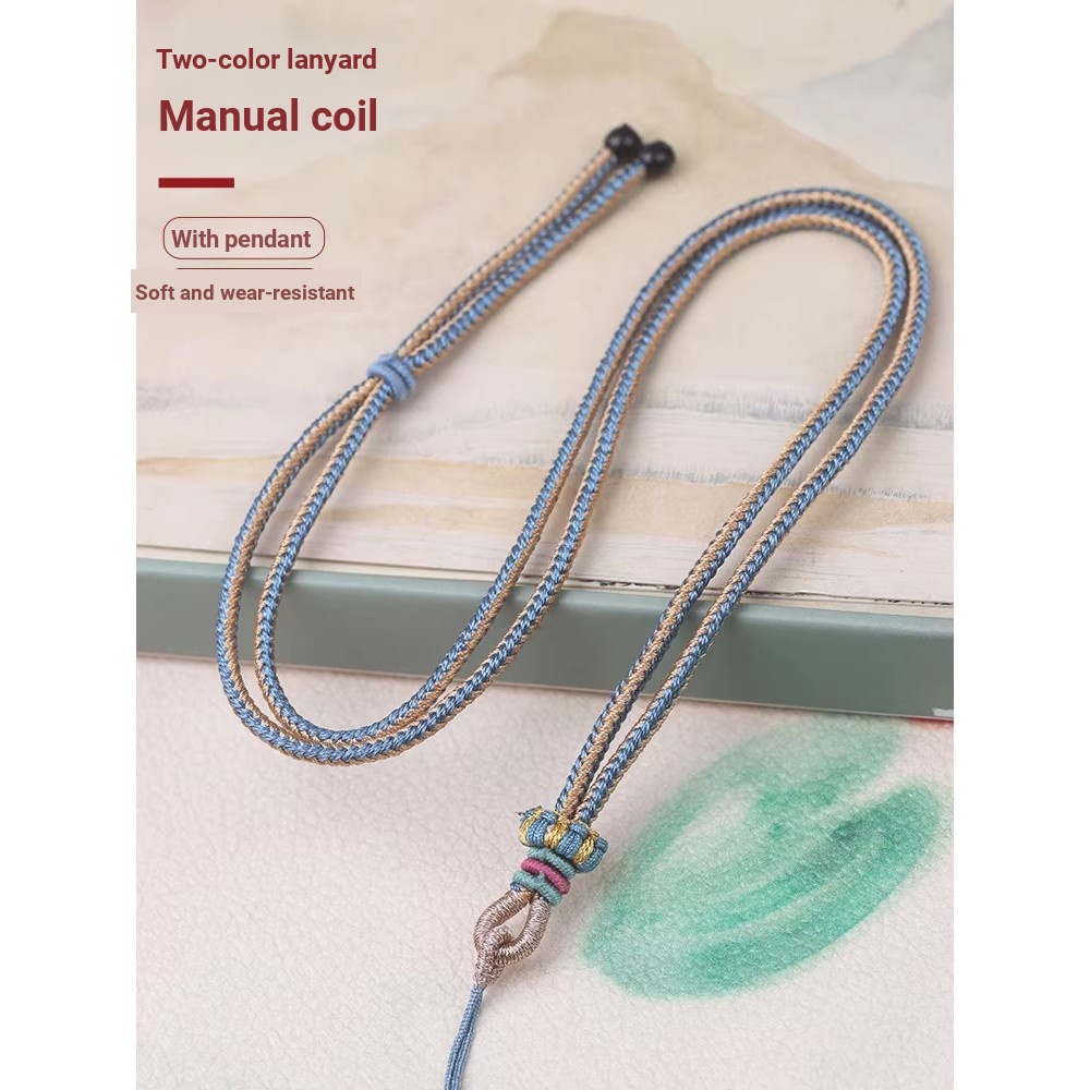Lotus Knot Halter สองสี Ruyi เชือกถักทองหยก cui ขี้ผึ้ง yu Pei ผู้ชายผู้หญิงสร้อยคอเชือก