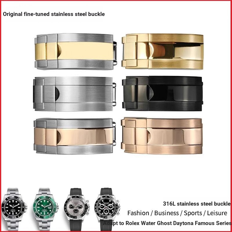 พร้อมโลโก้ เหมาะสําหรับ Rolex สีดําสีเขียว Water Ghost Submariner Daytona Yacht Series สแตนเลสพับสาย