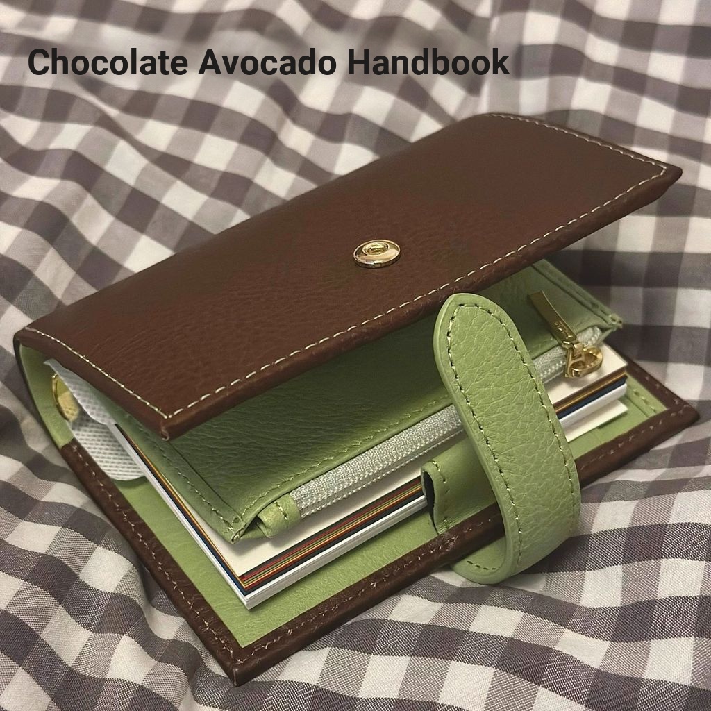 คู่มือสีธรรมดา Retro Chocolate Avocado m5 คู่มือ Handmade หนังหลวมแบบพกพา High-value Diary Notepad