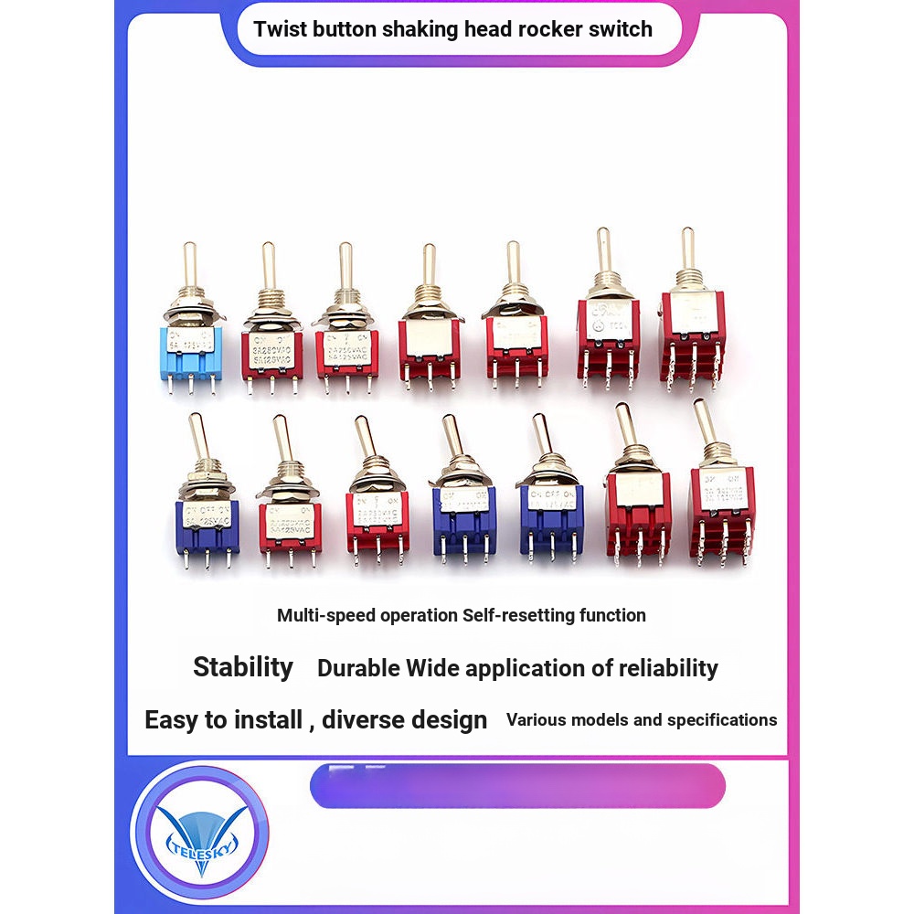 B.b.Button สวิทช์บิดปุ่มเขย่าหัว Rocker แขนดึงสลับ MTS-102 Self-Reset 202 สองสองความเร็วสามความเร็ว 