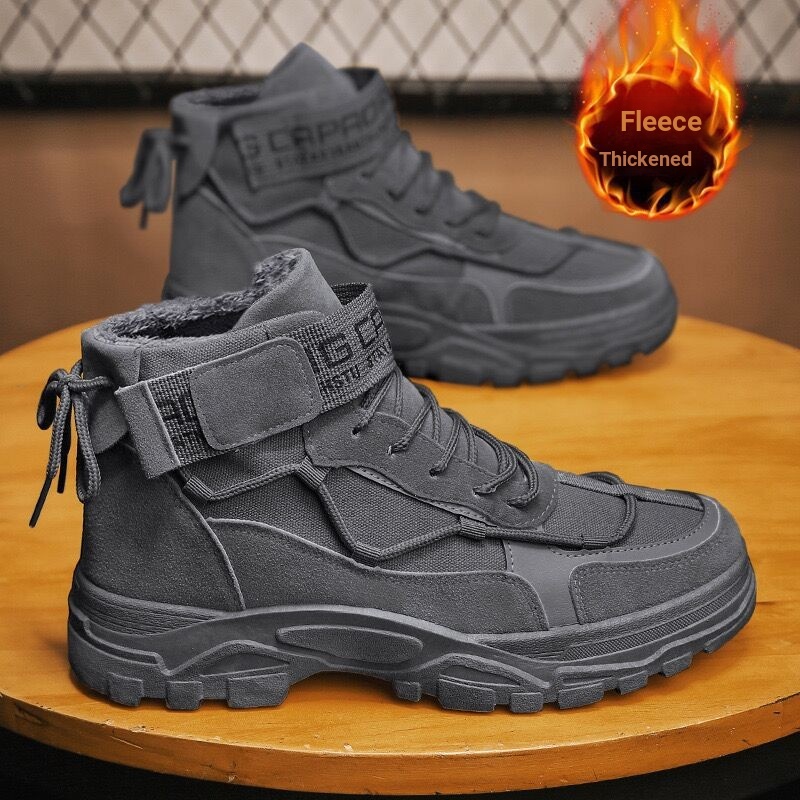 Men Walker Mens Winter Warm Walker Boots Brushed Thicken High-Top Martin Boots Overalls Anti-Slip Me