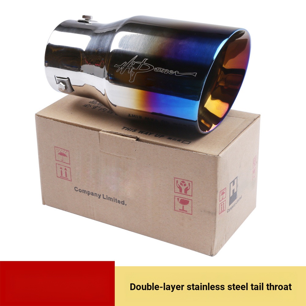 BBG4 ปรับท่อไอเสีย Universal ไอเสียหางคอ Double-Layer สแตนเลส 76-102 มม.หางคอรถดัดแปลง Ba