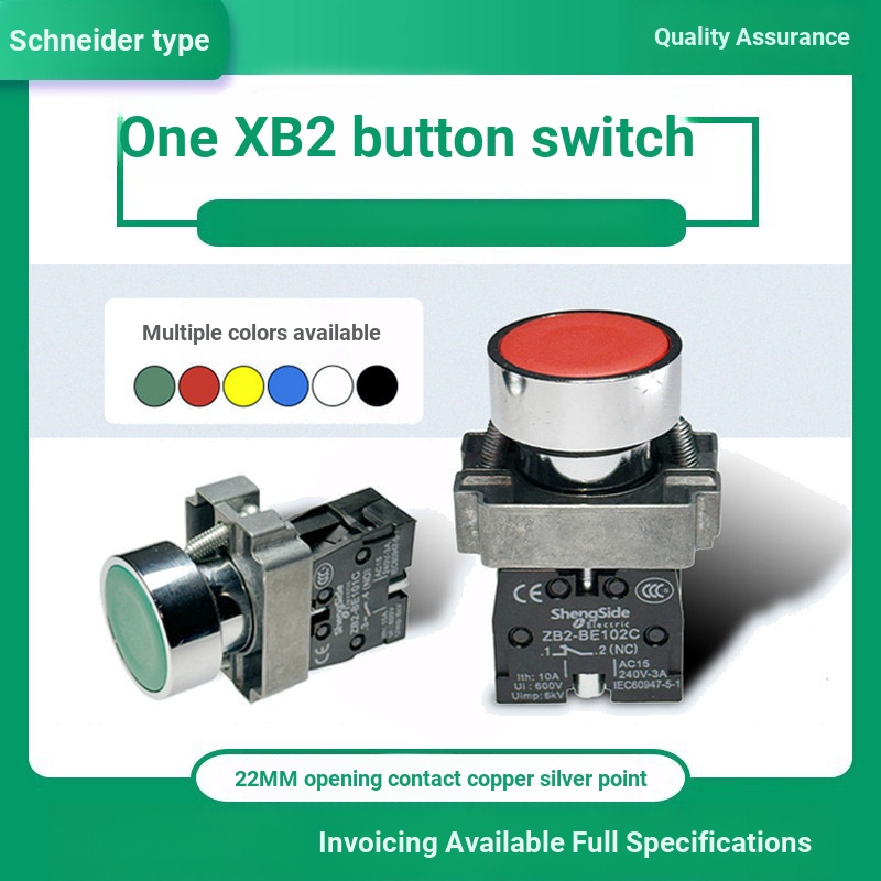บี. บี. X XB2BA31C Green Start Self-Reset Joint Button Switch ปุ่มโลหะแบนหยุดสีแดง BA42C FNUT