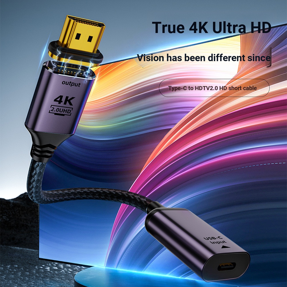 4K @ 60Hz USB Type-C Female to HDMI 2.0 Male Adapter with HDMI2.0 Magnetic plug Converter Short Cabl