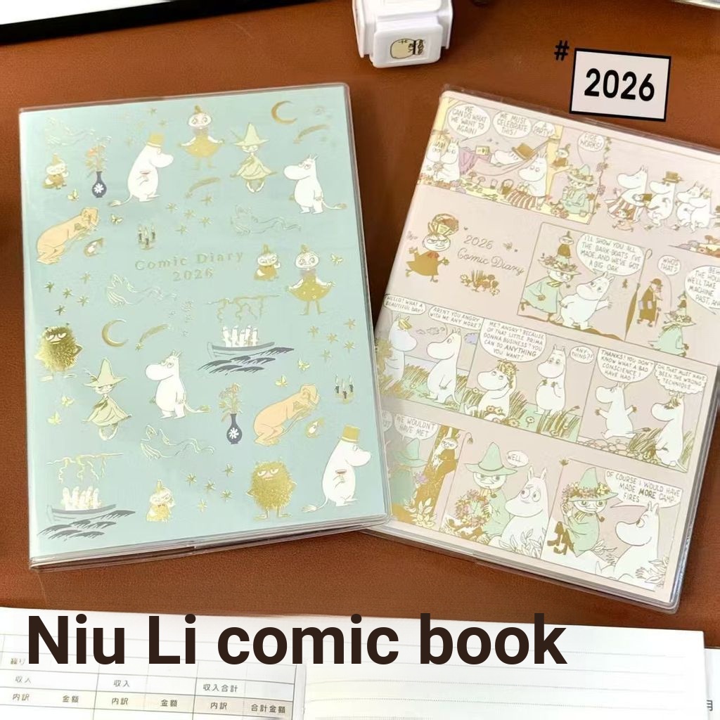 2026 Gilt Moomin Comic Schedule Book นักเรียนน่ารัก Plan สีหน้าด้านในคู่มือ Notebook Notepad