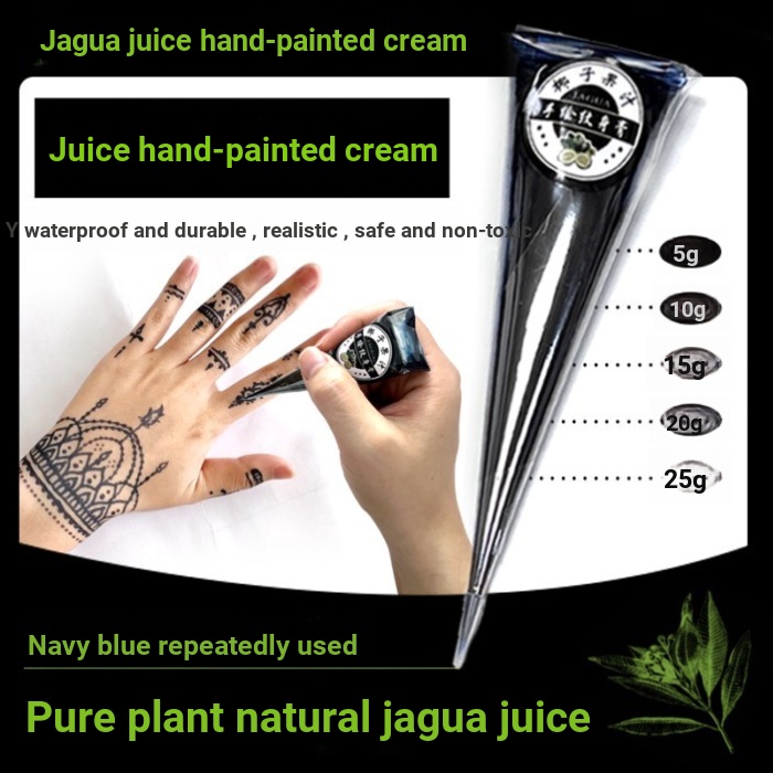 Pure Plant Navy Blue Henna Cream jagua Plant Extract Juice Stall สีที่ใช้กันทั่วไปมือวาด Tattoos Kee