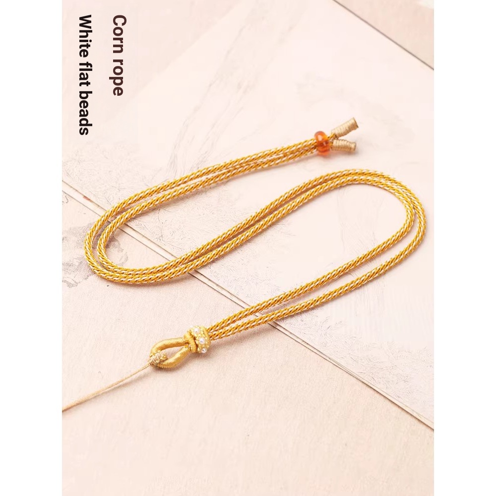 Plain Elegant จี้ Lanyard diy Tie Gold หยก cuiyu Pei Wax yu ข้าวด้าย Lanyard สร้อยคอทอมือเชือก