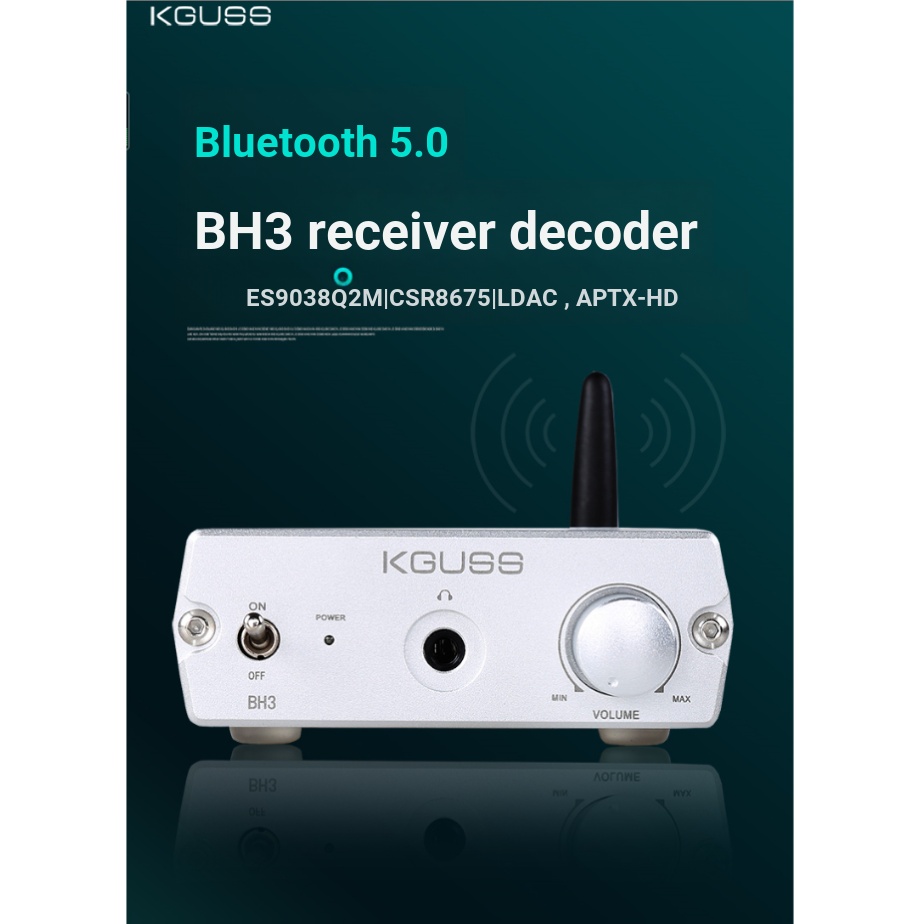 KGUSS BH3 เครื่องรับสัญญาณเสียง ES9038 ถอดรหัสแบบไม่สูญเสีย