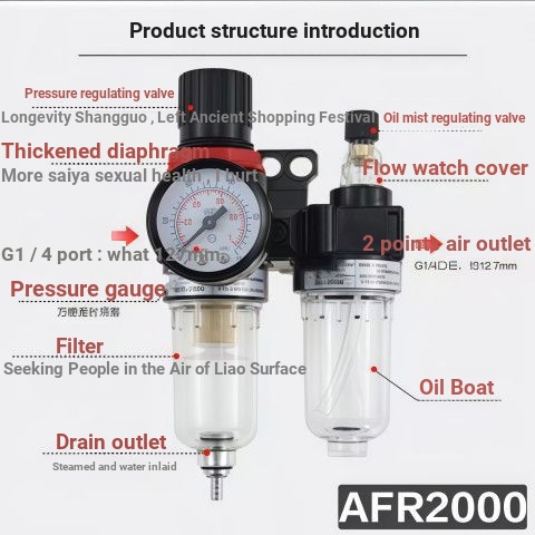 Yadeke Type Oil Water Separator AFR2000 กรองลดความดัน AFC-2000 Duplex AFR2000 กรองลดความดัน AL-2000 