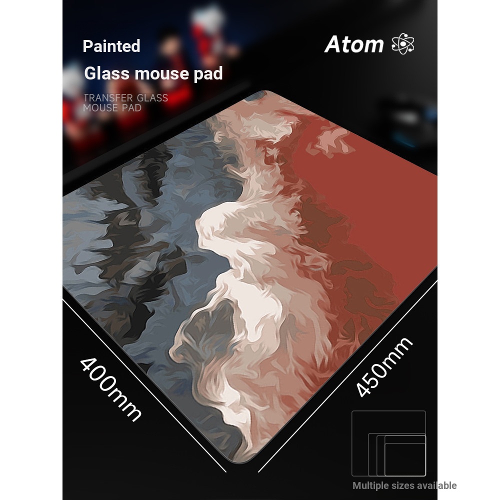 แผ่นรองเมาส์แผ่นรองโต๊ะ Atom กระจกภูเขาไฟ Tempered อัพเกรด Smooth FPS Gaming Game Office Home Pad Z6