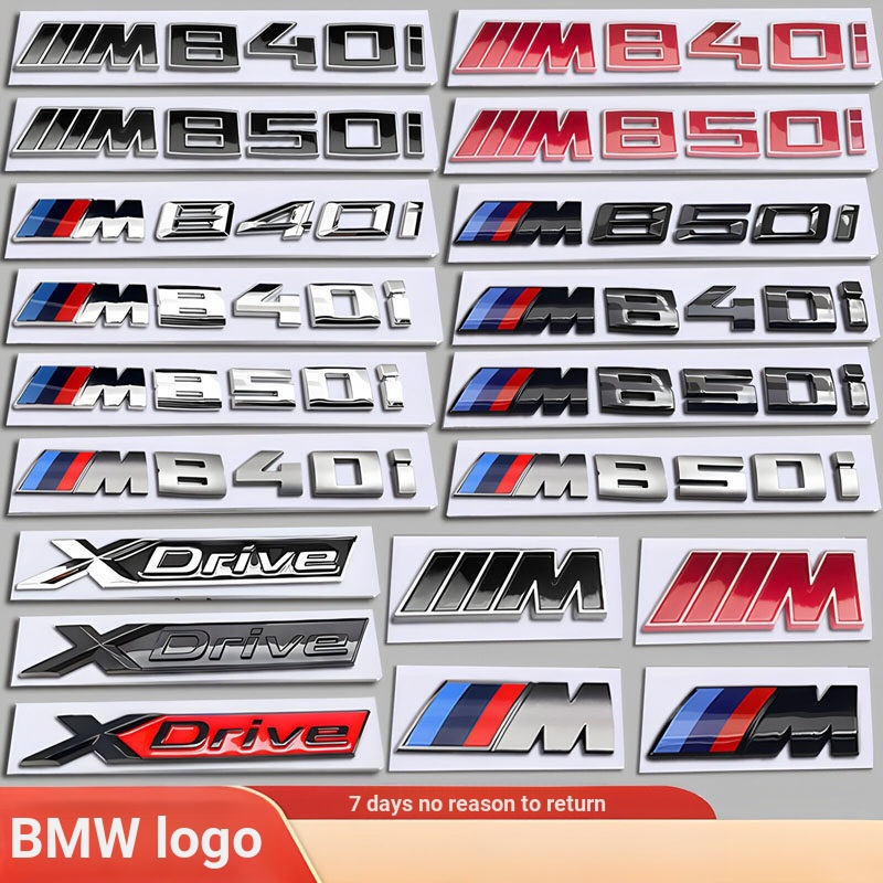 เหมาะสําหรับโลโก้รถ BMW M840i/M850i ดัดแปลง 8 Series ด้านหลังโลโก้ตัวอักษรสีแดงสีดํา XDRIVE ด้านข้าง