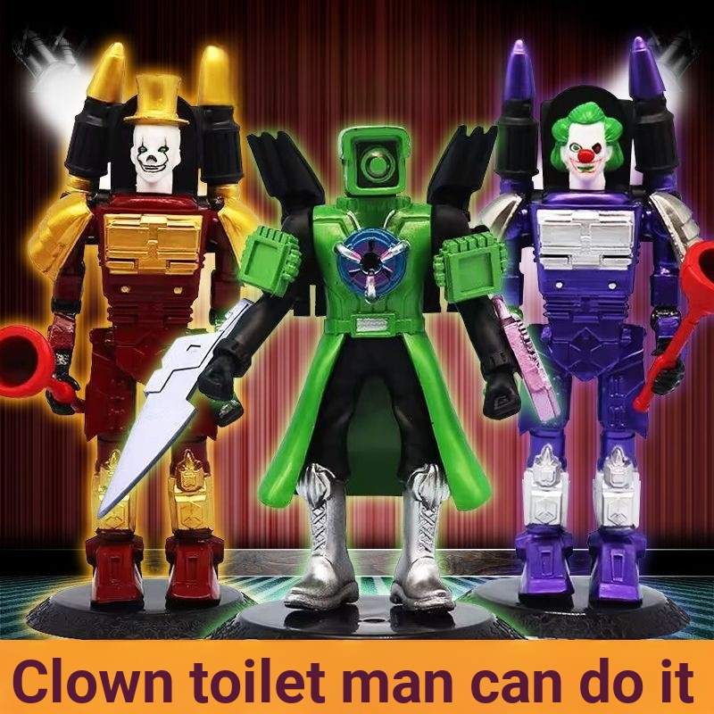 Clown Toilet Man และ Monitor Man-made ไก่ Man Titan TV Man vs Clock King ของเล่นเครื่องประดับ