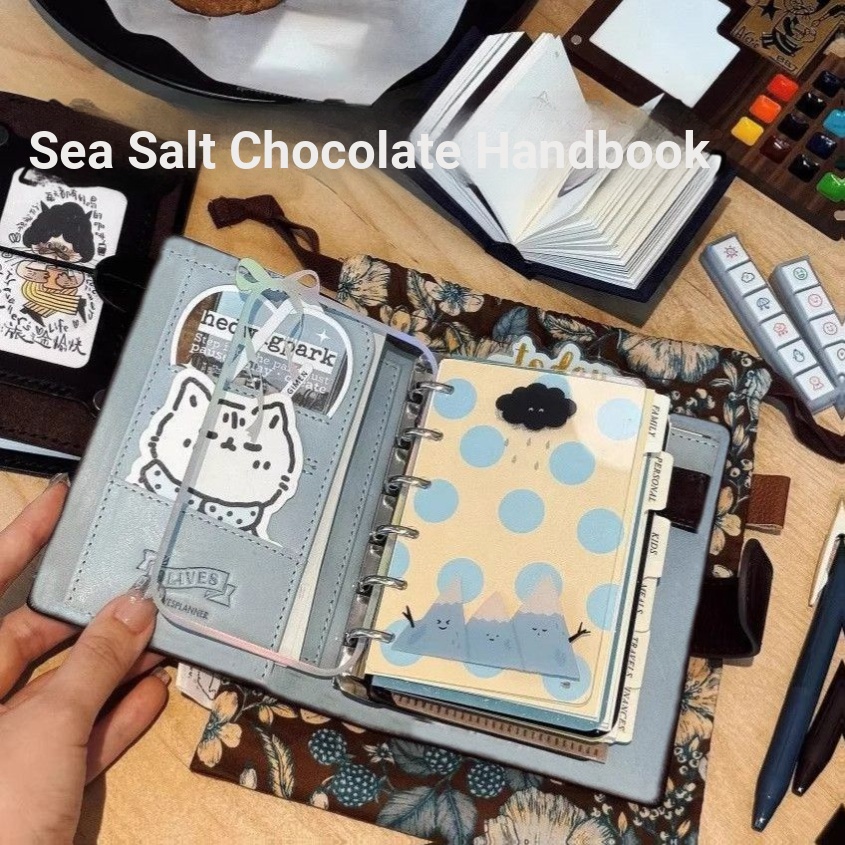 Sea Salt Chocolate a7 Loose-leaf Handbook Handmade Leather Portable High-value Diary Notepad Notebook