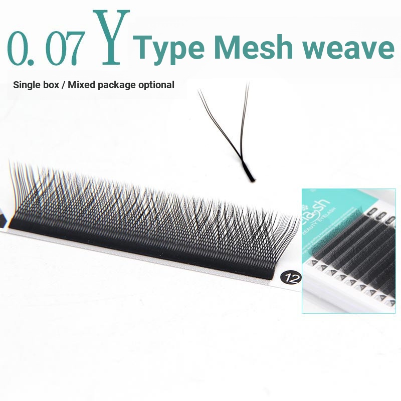 0.07 Y-Shaped Grafted Eyelashes Love ตาข่ายถักขนาดเล็ก Y-Shaped Soft Mink ผมคู่ชี้ดอกผสมขนตาปลอม