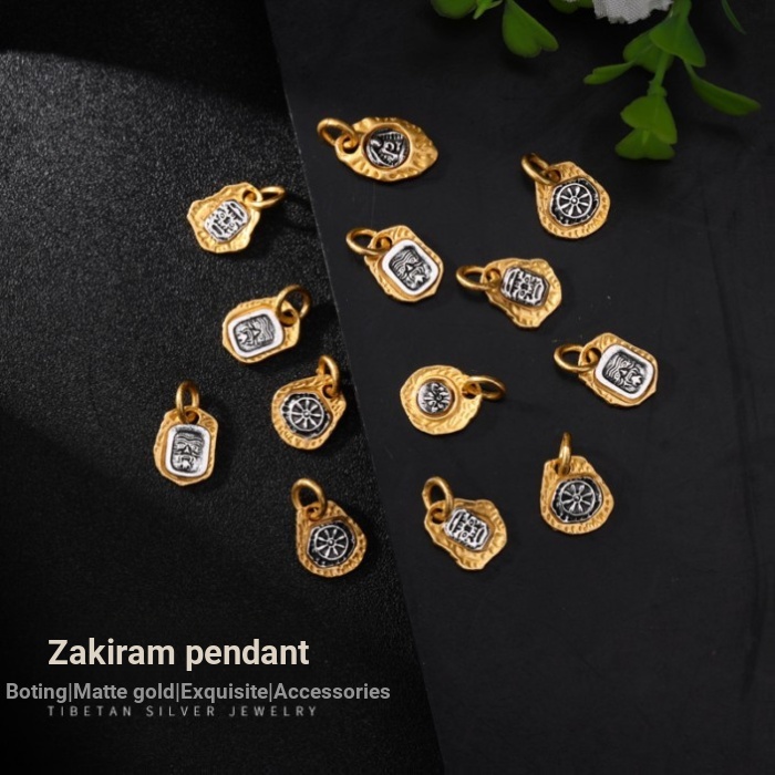 ♞ วิธีโบราณทอง Zakiram จี้ทรายทองประณีตสี Retention โลหะผสม Zakiram ลูกปัดจี้ Lion-waking Spacer ลูก
