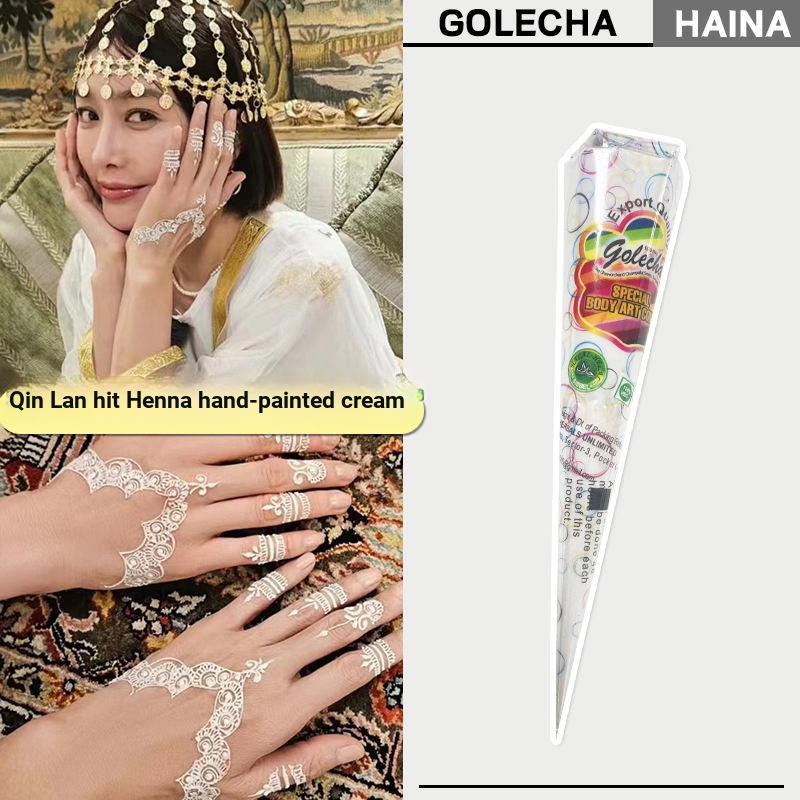Star White Henna Hand-Painted Cream Dilireba Qin Lan กันน้ําอินเดีย Pure Plant ทาสี Tattoos