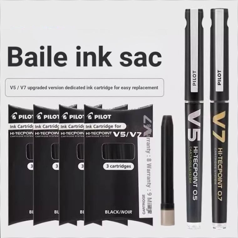 ญี่ปุ่นญี่ปุ่นนักบิน Baile BXS-IC Ink Liner ตรง Liquid V5/V7 ปากกาเจลเฉพาะหมึกหมึกหมึก Liner 3 ชิ้น/