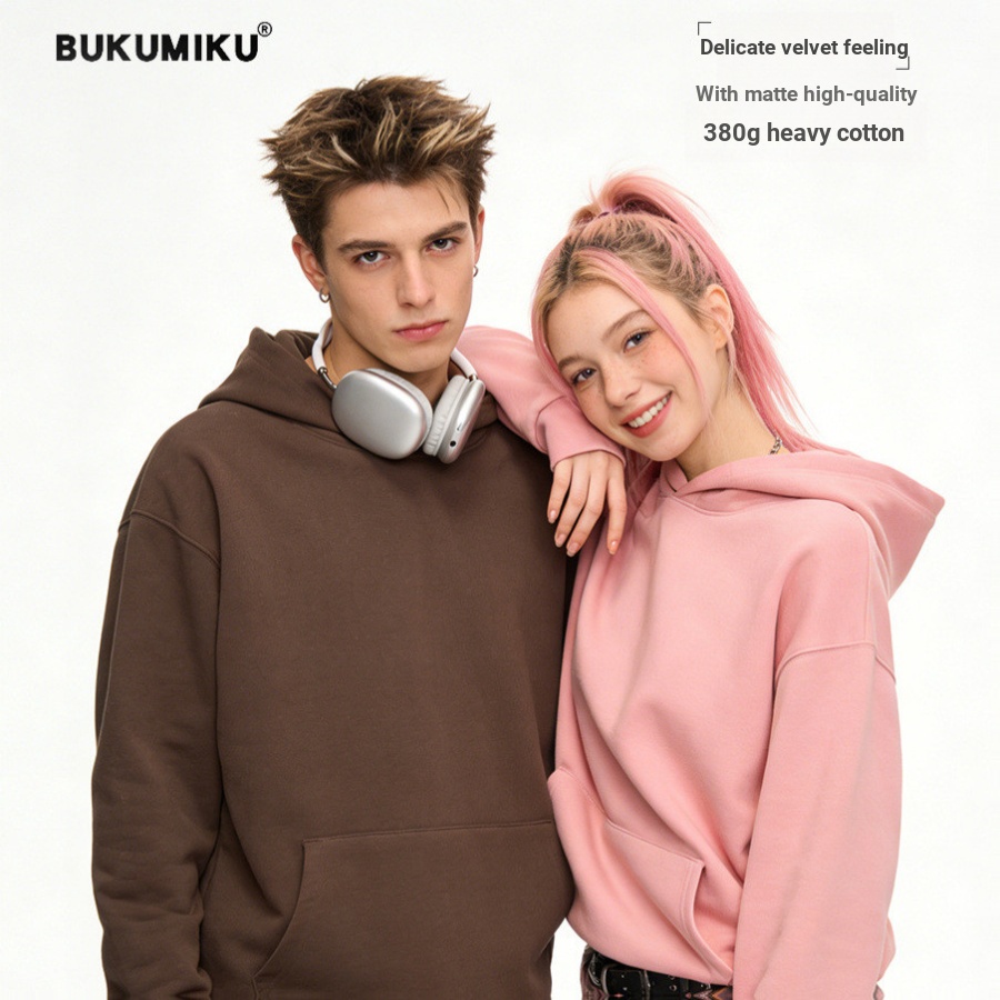 2026380Kehua ผ้าฝ้ายอเมริกันรุ่นกว้างผู้ชายผู้หญิงสไตล์เดียวกันคู่สี Street สวมใส่ Hooded Sweatshirt