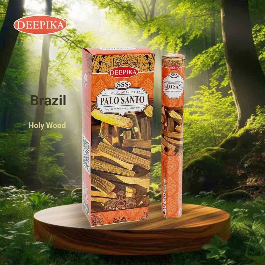 DEEPIKA อินเดียนําเข้าไม้ศักดิ์สิทธิ์บราซิล PALO SANTO Room Fresh Air Aromatherapy Thread ธูป