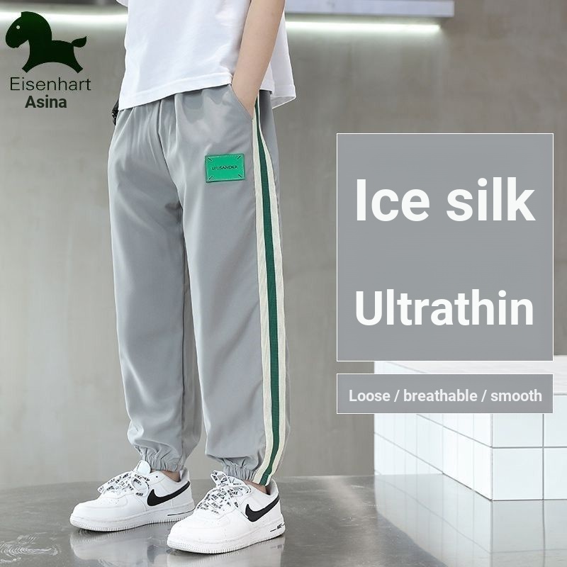 [BABY] Boys Quick-Drying Quick-Drip Pants 2025 ฤดูร้อนสไตล์ตะวันตก Anti-ยุงกางเกงขนาดกลางขนาดใหญ่กาง