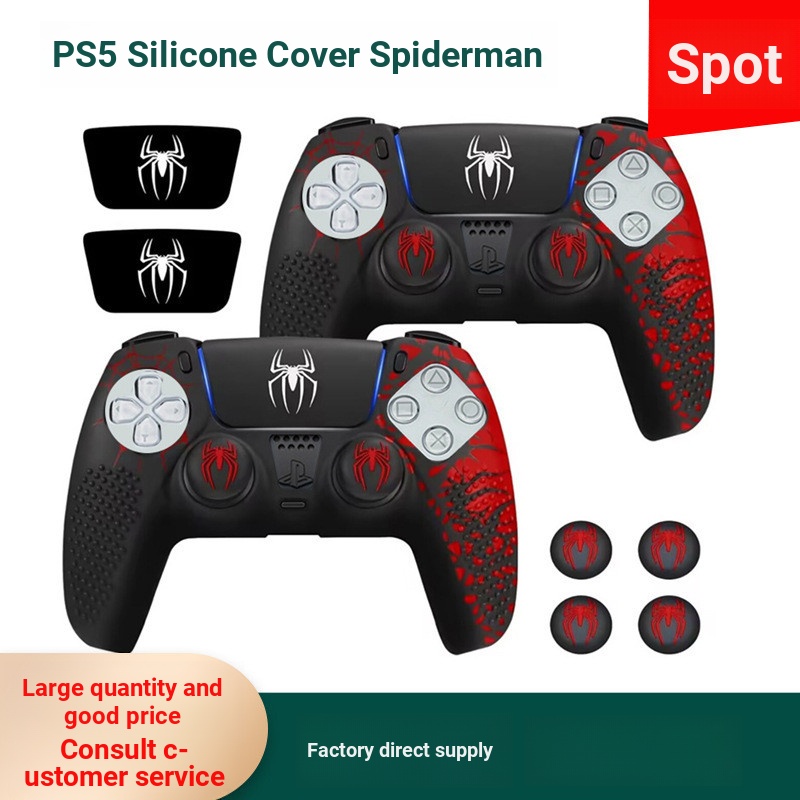 P PS5 ซิลิโคนป้องกันกรณี Spiderman P5 ซิลิโคน Handle Case Keycap เกมสติกเกอร์ Gamepad 04
