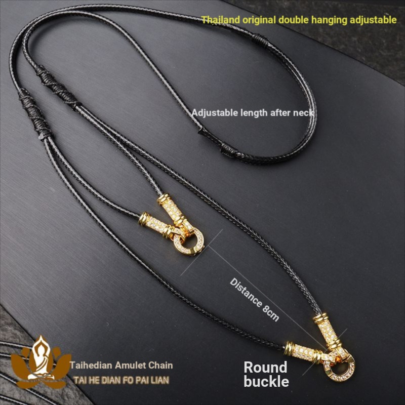 T ประเทศไทย Amulet Chain Amulet จี้ Lanyard Wax เชือกหนังปรับความยาวเดี่ยวคู่แขวนสาม TJ